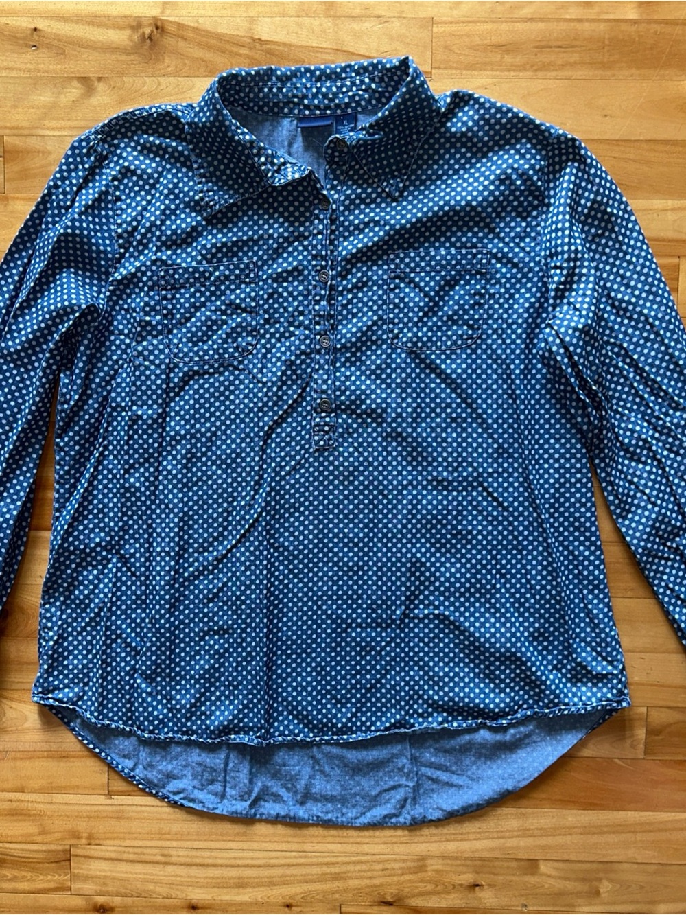 Westbound 100% Cotton Polka Dot Popover Tunic Shirt Blue White Women’s XL - Picture 11 of 11